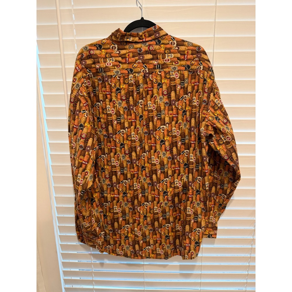 Johnny Cotton Mens XL Cigar Print Button Down Shirt Made in USA  Brown - Picture 5 of 5